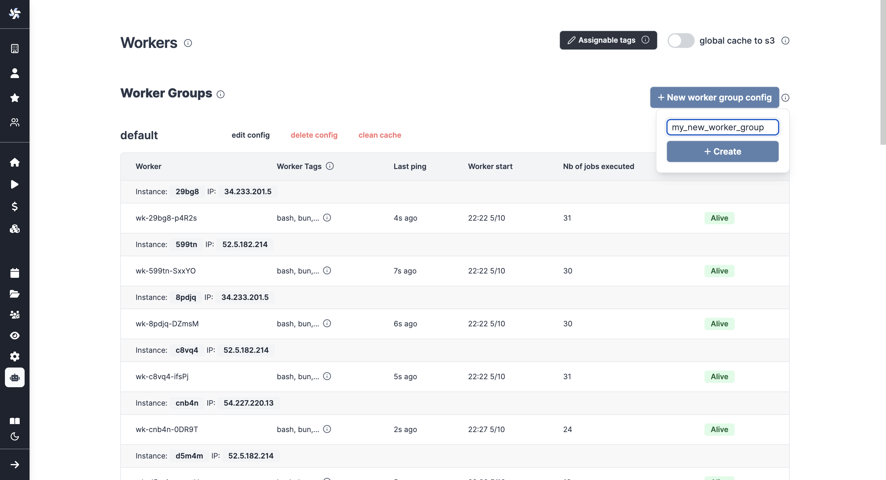 New worker group config